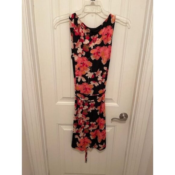 Dana Buchman Black Tie With Pink‎ Floral Dress OX Polyester & Spandex - Picture 2 of 13